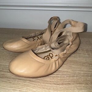 Sam Edelman Women's Fallon Wraparound Beige Ballet Flats Shoes Sz 6‎ *****